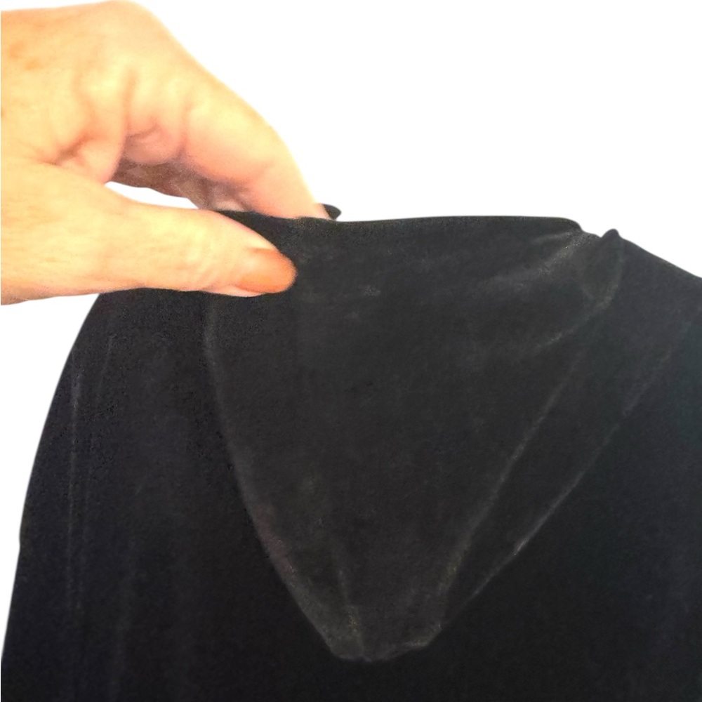 NWT GreenTea Midnight Black Velour Hoodie MEDIUM #7 - Picture 8 of 12